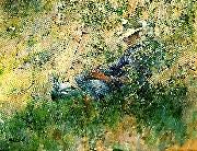Carl Larsson flicka i blommande hagtorn painting